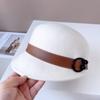 Sombrero ecuestre con hebilla de cinturón europeo y americano para mujer, gorro de vendedor de periódicos cálido de otoño e invierno, gorra de béisbol sencilla y combinable, sombrero de fieltro de lana australiana