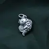 Colgante de Peces Koi Carácter de la Fortuna Plata Pura 999 Plata Dura 3D Retro Encanto de Pez Pequeño Accesorios para Pulseras Trenzadas DIY