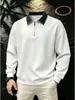 Estilo Primavera/Otoño 2026 Ropa Americana para Hombre Estilo Primavera/Otoño Solapa Engrosada Manga Larga Bloque de Color Costura Expuesta Media Cremallera Top Holgado