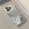 Funda de Teléfono Magnolia Espejo para iPhone 18 Funda Crema Apple 17 Pro Max Linda Funda Protectora Anticaídas 16