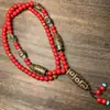 Vaso de ágata mineral antigo de Xizang Colar com pingente de conta do céu Corrente de suéter de conta do céu de nove olhos Pulseira de múltiplos anéis estilo étnico