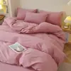 Juego de cuatro piezas 13376 de algodón 100% clase A, color liso, sábana plana, sábana ajustable, funda de edredón, juego de tres piezas 100% algodón para dormitorio estudiantil