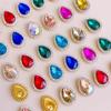 Gota de Agua de Vidrio Multicolor Transfronteriza Girasol Forma de Pera Cosida a Mano Piedra Pedrería Accesorios para el Cabello DIY Zapatos Accesorios de Ropa Diamante de Color