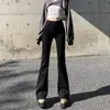 Jeans pitillo de cintura alta con borde deshilachado para mujer, Novedad Primavera y Otoño 2023, Pantalones de campana estilo retro americano, adelgazantes, de boca de campana