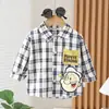 Camisas para Niños y Niñas 2025 Primavera Nueva Camisas Infantiles Estilo Primavera y Otoño Niños Riendo Rayas Camisas de Manga Larga para Hombre Chaquetas
