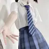 Corbata Jk Estudiante Femenina Estilo Universitario Corbata de Ritmo Libre Corbata de Moño Camisa Azul y Blanco Rayado Escolar Corbata de Moda