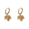 Pendientes de Hoja de Arce Marrón Maillard de Lujo Ligero, Completamente Incrustados de Diamantes, Estilo Coreano, Elegantes, Populares entre las Celebridades de Internet, Combinan con Todo, Exquisitos, Joyería para Orejas Súper Brillante