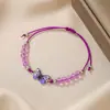Pulsera tejida de mariposa al por mayor transfronterizo, pulsera de cuentas para parejas y amigos, pulsera de cordón de cera ajustable con mariposa de aleación