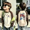 Camiseta de Manga Larga con Retazos para Niños Niños Otoño/Invierno De Rong Capa Base Cepillada 2026 Nuevo Top para Niños