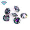 Piedra redonda de circón de siete colores con doble agujero y gema Huagang, venta al por mayor, Wuzhou AAA Hao, joyería de imitación de diamante
