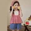 Vestido de Niña Ropa de Verano 2026 Nuevo Elegante Vestido Chaleco para Bebé Vestido Festivo Rojo para Niña Pequeña Vestido de Año Nuevo