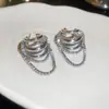 Brincos de Corrente com Pingente de Borla em Zircônia Agulha de Prata Minimalistas de Nicho Tendência Versáteis para o Dia a Dia para Mulheres