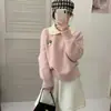 Gola Peter Pan estilo casual falso duas peças doce camada interna suéter top de tricô top de manga comprida novo estilo
