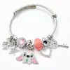 Panjia Nuevo Lindo Pulsera Adhesiva para Mujer Dibujos Animados Colgante de Diamante Cadena Hueso de Serpiente Abierta Pulsera Moda Venta al por Mayor