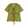 ALINDM Blusa Solta Elegante Plus Size para Mulheres Verão 100kg Camisa de Manga Curta com Babados
