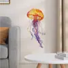 Pegatinas de Pared de Peces y Medusas de Acuarela de Dibujos Animados para Decorar Sala de Estar, Pared de Fondo de Dormitorio, Decoración de Gabinete de Baño, Pegatinas de Pared Autoadhesivas