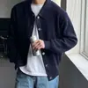 Cardigan de Tricô Verde Escuro com Gola para Outono Início Masculino Tricô Estilo Coreano Tendência Masculina Casual Coreano Dongdaemun