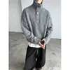 Suéter grueso de punto reversible con cuello alto y botones, estilo coreano casual holgado para hombre, jersey de invierno