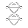 Europa y Estados Unidos transfronterizo sexy chica caliente anillo brillante para pezón amor incrustado circonita acero inoxidable barra recta joyería para piercing anillo para pezón clavo