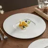 Plato de Cerámica Blanco de Fábrica Plato para Cena de Filete Hotel Restaurante Sentido de Alta Gama Concepto Artístico Platos Plato Plano Cocina Placa Plana
