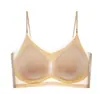 Lingerie Transfronteiriça do Sudeste Asiático, Lingerie Sem Costura Ultra Fina de Seda Gelada, Sutiã Regata Feminino, Respirável para Seios Grandes, Alça nas Costas Pequena