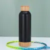 Nueva Botella Deportiva con Tapa de Bambú Fondo de Bambú Botella de Agua Deportiva Tapa de Bambú Botella Deportiva de Boca Pequeña Taza Térmica al Vacío de Acero Inoxidable