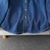 Camisa de Mezclilla de Algodón Puro Lavada con Degradado de Diseño Moderno para Mujer, Chaqueta Camisa Casual Elegante para Primavera y Otoño H031901