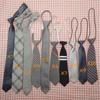Corbata Blanca Gris para Mujer Perezosa Color Sólido Rayas Cuadros Satín Mate Algodón Personalizado Estilo Universitario Combinable No de Moda
