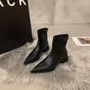 Brisa Nocturna Color Sólido Punta Fina Botines de Tacón Medio Botines a Cuadros Delgados 2024 Nueva Moda Casual Casual Botines de Punta Fina