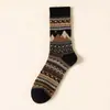 Meias Yuanrunjia Masculinas de Algodão Absorventes de Suor, Desodorantes e Respiráveis Outono e Inverno Malha Dupla Estilo Étnico Retro Anti-Pilling Cano Médio para Botas