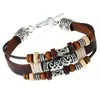 Pulseras de Cuero Tejidas a Mano con Cuentas Punk Europeas y Americanas, Pulseras de Cuero Vintage de Aleación para Parejas, Joyería, Suministro para Comercio Electrónico Transfronterizo