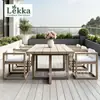 Mesa y Sillas de Teca para Exteriores Muebles de Jardín para Patio Villa al Aire Libre Mobiliario para B&B Mesa y Sillas de Comedor de Madera Maciza Personalización de Fábrica Transfronteriza