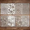 AliExpress internacional novo 8 peças textura flor pintura modelo diário de arte diy pintura oca modelo tema