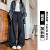 Pantalones de Traje Caqui de Alta Calidad para Mujer, Nuevo Estilo Primavera y Otoño, Pantalones Anchos de Cintura Alta Sueltos con Efecto de Caída, Pantalones Falda de Estilo Americano Adelgazantes