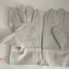 Soldador Luvas de Proteção do Trabalho de Soldagem de Couro Integral Camurça de Duas Camadas Luvas Curtas de Soldagem Punhos de Lona Branca Luvas de Couro de Vaca