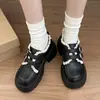 Zapatos Mary Jane, mocasines negros de suela gruesa para otoño e invierno para mujer, nuevos zapatos pequeños de cuero estilo británico JK vintage 2026 que aumentan la altura