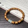 Pulsera de Palosanto Negro Tallado y Bambú con Colgante de Loto DIY Simbolizando Progreso Continuo, Pulsera de Nuevo Diseño Estilo Chino para Mujeres