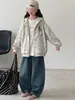 Jaqueta com capuz para meninas, estilo primavera e outono, estampa completa de urso, jaqueta moletom de corte solto, blusa casual com zíper para crianças maiores, roupa de outono