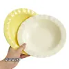 Prato de renda na cor creme para uso doméstico, prato de frutas para café da manhã, prato de salada, prato de vegetais, prato de lanche plástico estilo creme, prato de palha de PP