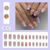 Manicura francesa con degradado de longitud media, estilo europeo y americano, para chicas calientes, con mariposas doradas.
