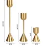 Candelabro pequeño de estilo europeo con adornos para mesa de comedor occidental, de metal, aluminio y color cobre, juego de tres piezas, decoración para bodas, portavelas.
