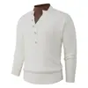 Suéter de Tricô Casual com Design Falso de Duas Peças e Gola Henley para Homens, Caimento Solto, Versátil para Outono e Inverno, Adequado para Adolescentes