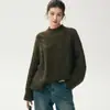 Estilo francés, corte relajado, colección otoño 2026: nuevo suéter de punto para mujer de lana de yak, cuello alto medio, ajuste holgado, tejido de ochos