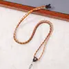 Estilo Nacional Cordão de Colar Trançado Feito à Mão Seção Tingida Cordão de Colar Coração de Pêssego de Três Pétalas Cordão de Pingente Hanfu Gradiente Exquisito Lembrança