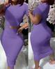 2024 Novo Top Feminino Europeu e Americano Transfronteiriço de Manga Curta com Gola Redonda Roupa com Cintura Revelada Saia Midi Justa no Quadril Sexy Feminino