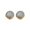 Aretes Electrochapados en Oro Real Aguja de Plata Zircón Perla Concha en Forma de Abanico Lujo Ligero Francés Alto Sentido Aretes de Hebilla para la Oreja Venta al por Mayor Mujeres