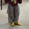 Conjunto de Moletom Desenho Animado Coreano para Meninas Outono 2025 Moda Infantil Mangas Longas e Calças de Moletom Roupas Infantis Roupas de Outono