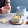 Tazón de Paja de Trigo Hogar Creativo Anti-Caída Tazón de Plástico Regalo Tazón para Comer Individual Dormitorio de Estudiantes Juego de Vajilla
