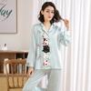Pijama de Seda Helada para Mujer con Dibujos, Manga Larga y Pantalón Largo, Conjunto de Ropa para el Hogar al por Mayor, Nuevo Modelo 2026