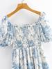 2024 Nuevo Estilo Europeo y Americano Vestido de Golondrina Pequeña para Mujer con Cuello Cuadrado Elástico de Manga Corta